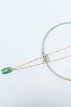 HANKA Inside Choker in Green Apatite, Dendrite Agate