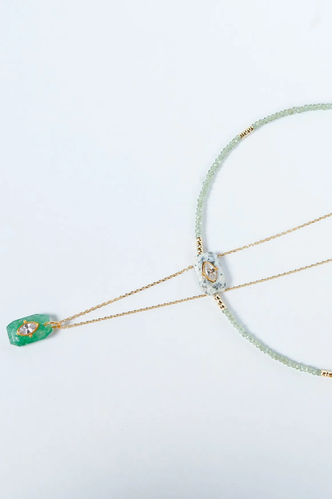 HANKA Inside Choker in Green Apatite, Dendrite Agate