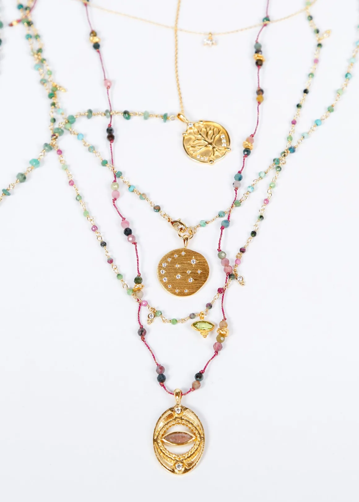 HANKA Isis Cordon in Tourmaline, Strawberry Rose Quartz