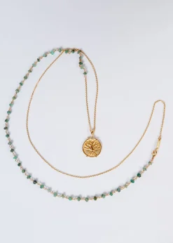 HANKA Sharm Double Necklace in Raw Emerald and Zirconium