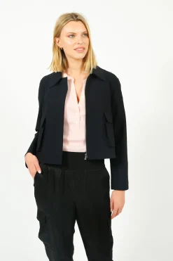 HW Cropped Raglan Scuba Jacket in Black