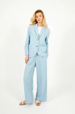 HW Stand Up Collar Blazer in Light Blue