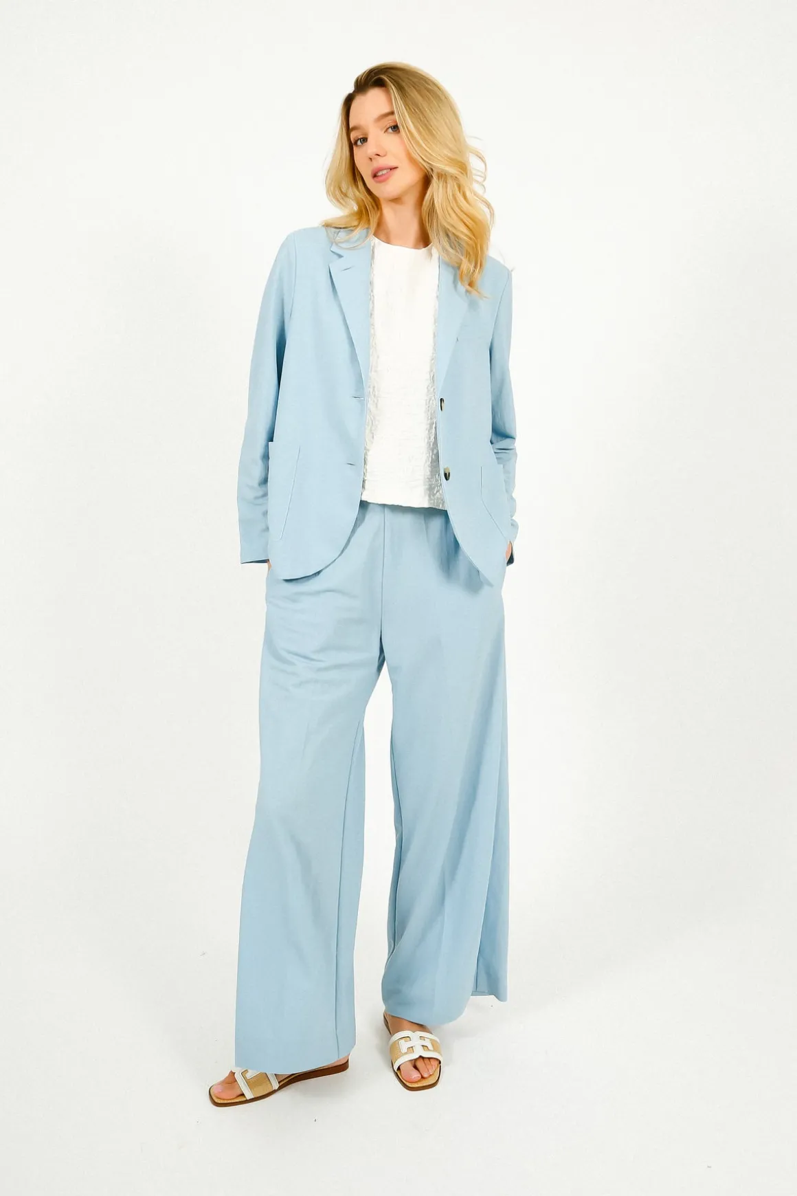 HW Stand Up Collar Blazer in Light Blue