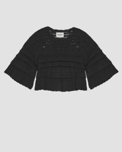IM Azelia Openwork Top in Black