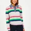 JU Cabana Stripe Polo in Fog Multi
