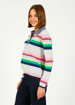 JU Cabana Stripe Polo in Fog Multi