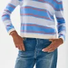 JU Deckchair Stripe Crew in Oatmeal, Skylar, Cerise