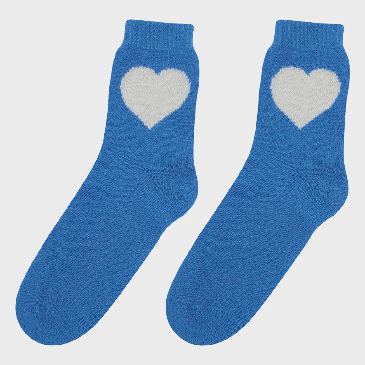 JU Heart Socks in Sky, Cream