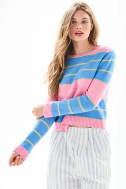 JU Textured Stripe Crew in Candy, Mint, Skylar