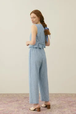 LM Abuela Trousers in Blue Onda Stripes