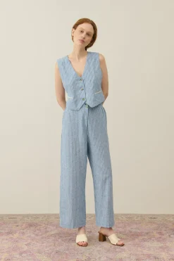 LM Abuela Trousers in Blue Onda Stripes