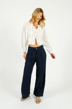 MAISON H Marisa Linen Pant in Navy