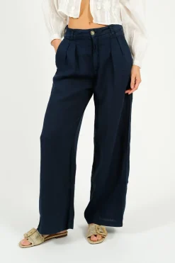 MAISON H Marisa Linen Pant in Navy