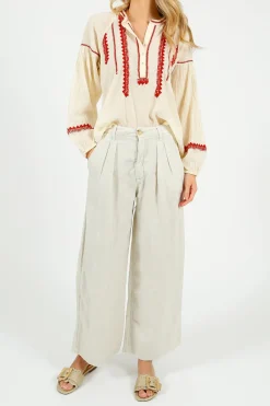 MAISON H Marisa Linen Pant in Off White