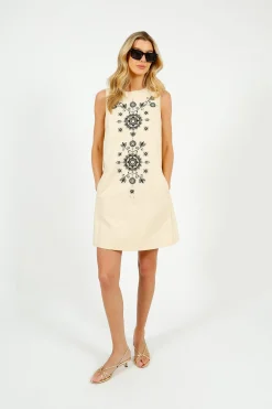 MM Donald Dress in Ivory Geometric