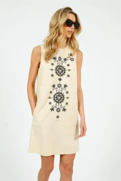 MM Donald Dress in Ivory Geometric