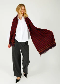 MOISMONT 703 Check Scarf in Navy Blue