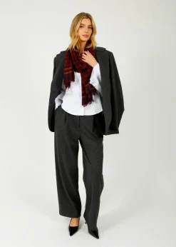 MOISMONT 703 Check Scarf in Navy Blue