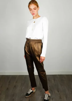 OW Gift Leather Trousers in Metallic