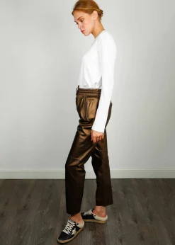 OW Gift Leather Trousers in Metallic