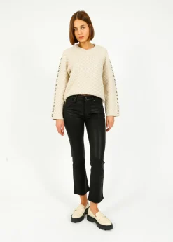 PAIGE Claudine in Black Fog Luxe Coating