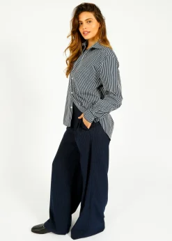PARK Classic Fit Shirt in Navy, White Stripe