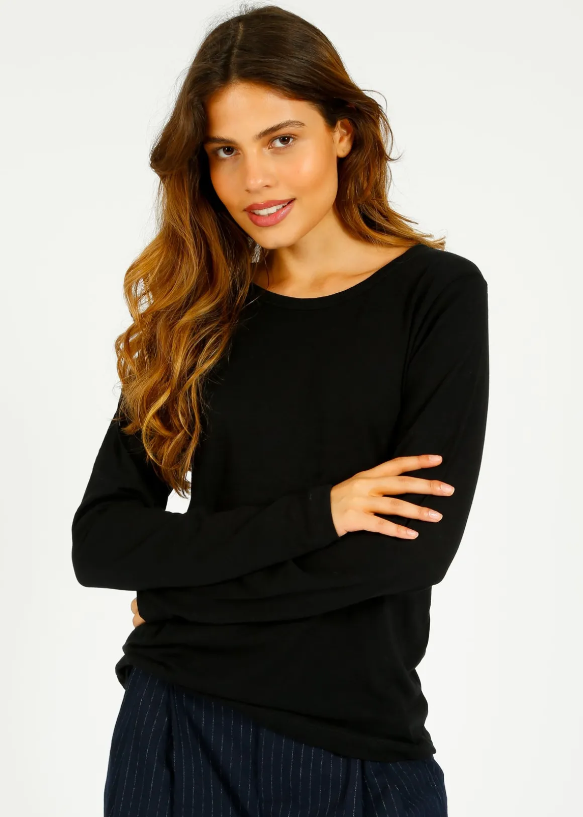 PARK LS Cotton Rd Neck in Black