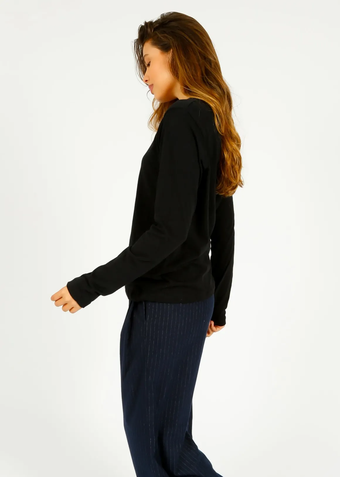 PARK LS Cotton Rd Neck in Black