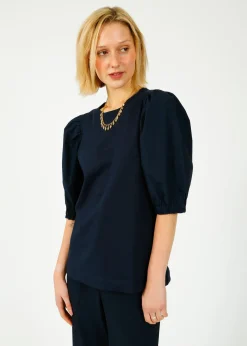 PARK Puff Sleeve Tee in Navy