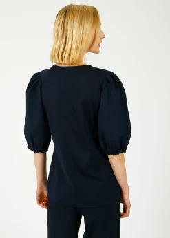 PARK Puff Sleeve Tee in Navy