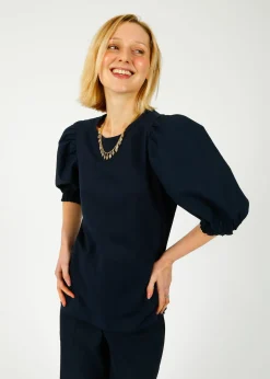 PARK Puff Sleeve Tee in Navy
