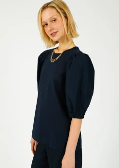 PARK Puff Sleeve Tee in Navy