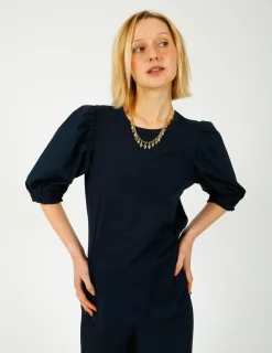 PARK Puff Sleeve Tee in Navy