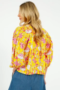 PDS 333 Embroidered Blouse in Yellow