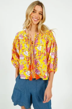 PDS 333 Embroidered Blouse in Yellow