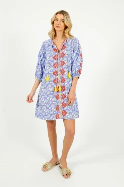 PDS 328 Lila Print Dress in Orange Emb