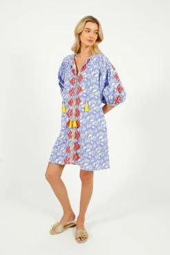 PDS 328 Lila Print Dress in Orange Emb