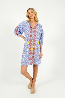 PDS 328 Lila Print Dress in Orange Emb