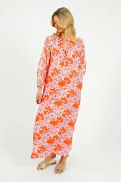 PDS 408 Rosa Flower Dress in White, Pink