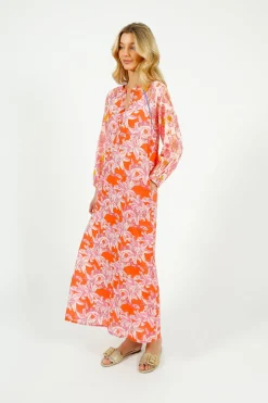 PDS 408 Rosa Flower Dress in White, Pink