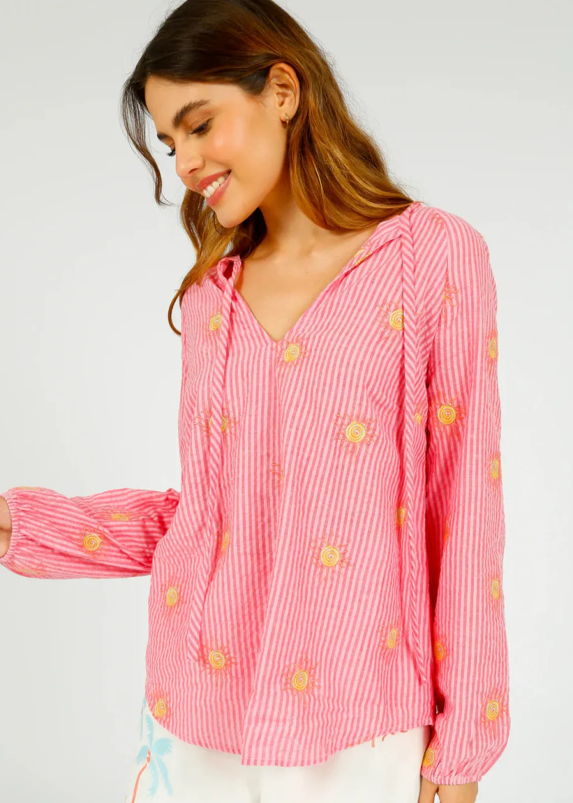 PP Fleur Top in Wavy Sun Emb Pink