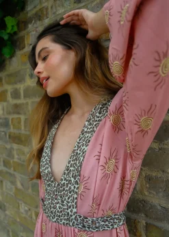 PP Lulu Dress in Wavy Sun Shell Pink/Leo Brown