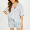 PP Mabel Shirt in Palm Emb Blue Shirt
