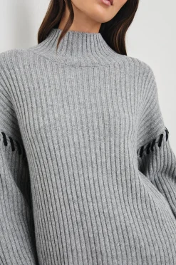 RAILS Liam Roll Neck Knit in Heather Grey