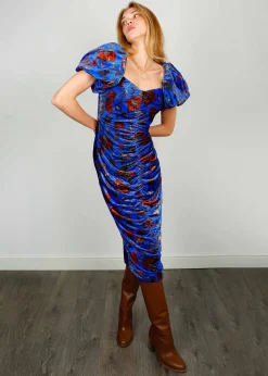 RHODE Tessa Dress in Royal Blue Vichy Rose