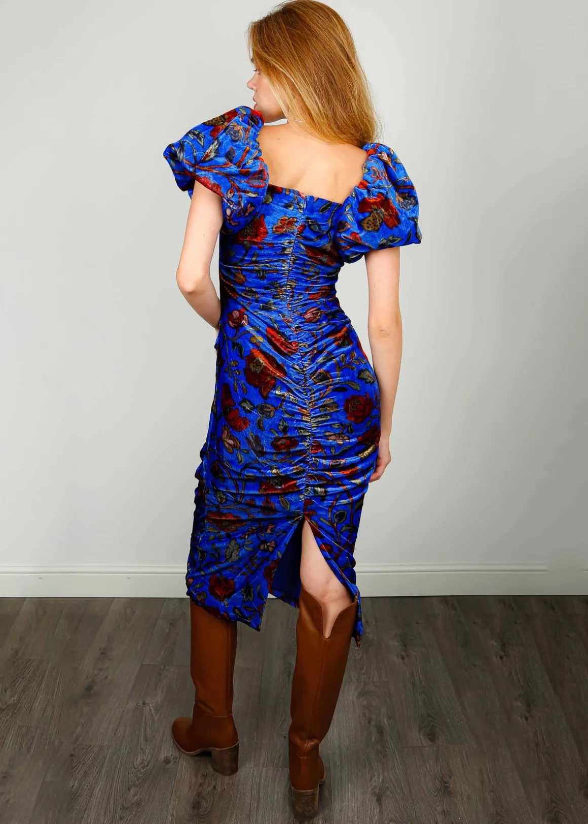 RHODE Tessa Dress in Royal Blue Vichy Rose