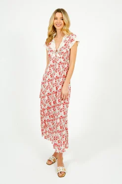 RIXO Amari Dress in Tulip Fields Red