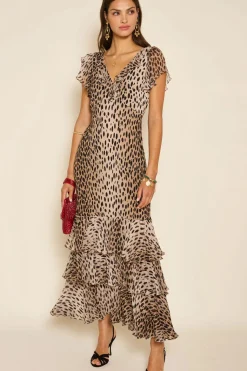 RIXO Amelle Dress in Antelope Spot Black