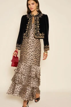 RIXO Amelle Dress in Antelope Spot Black