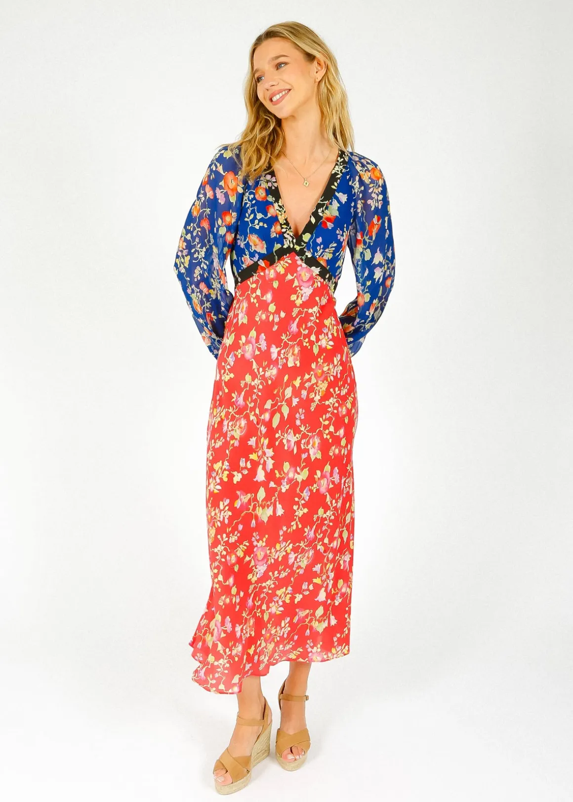 RIXO Ayla Dress in Waterblossom Multi Mix